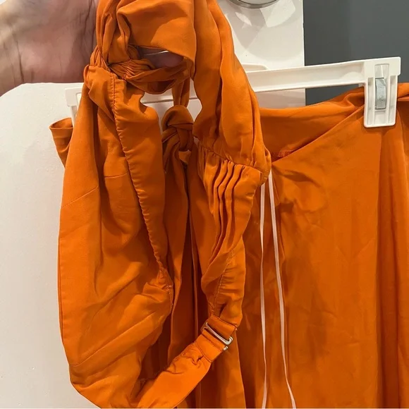 Reformation Maxi Dress Orange Vivi Cutout Halter size 6 - Picture 4 of 8